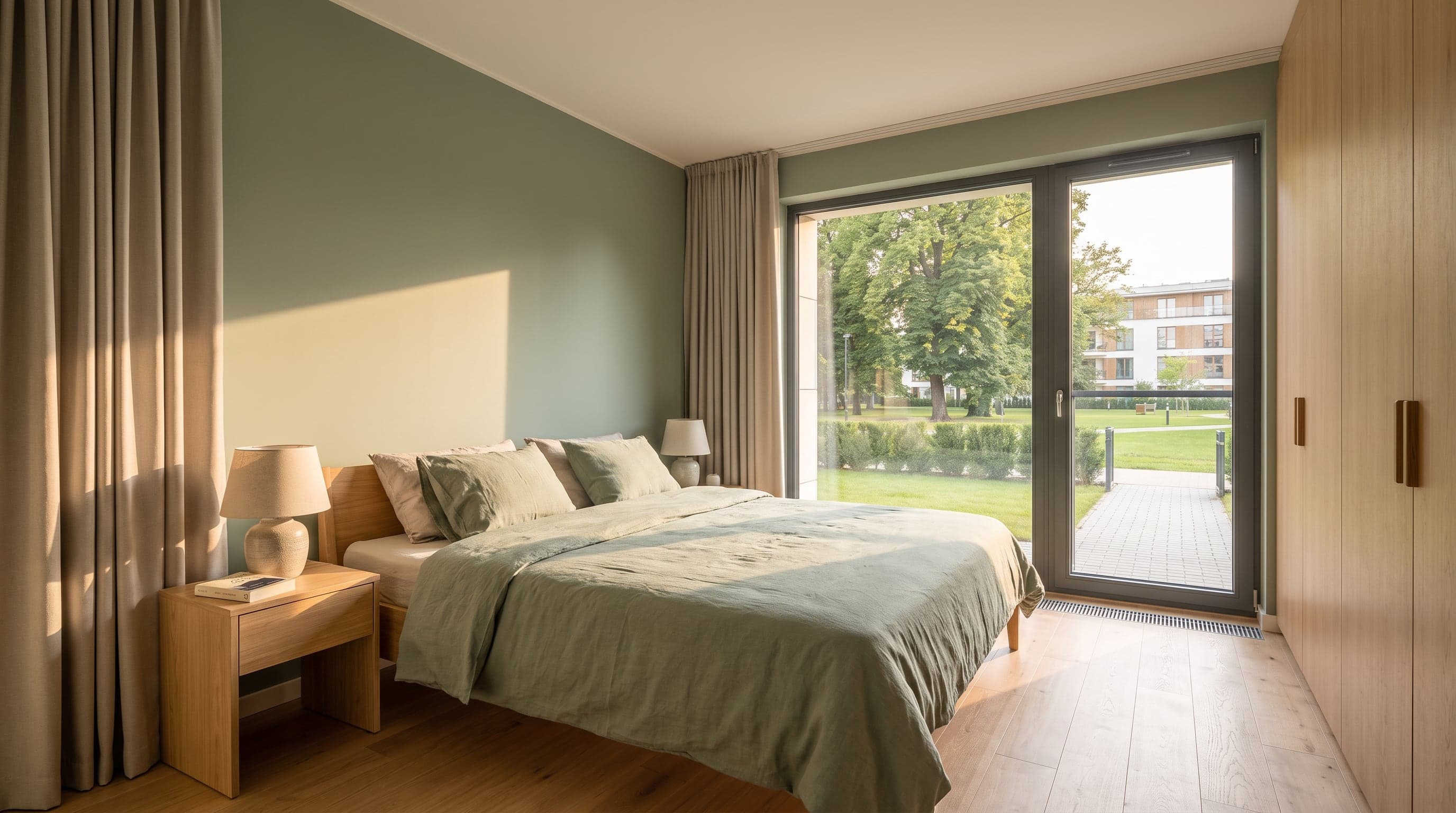Master bedroom of apartment A17 in Building 1
