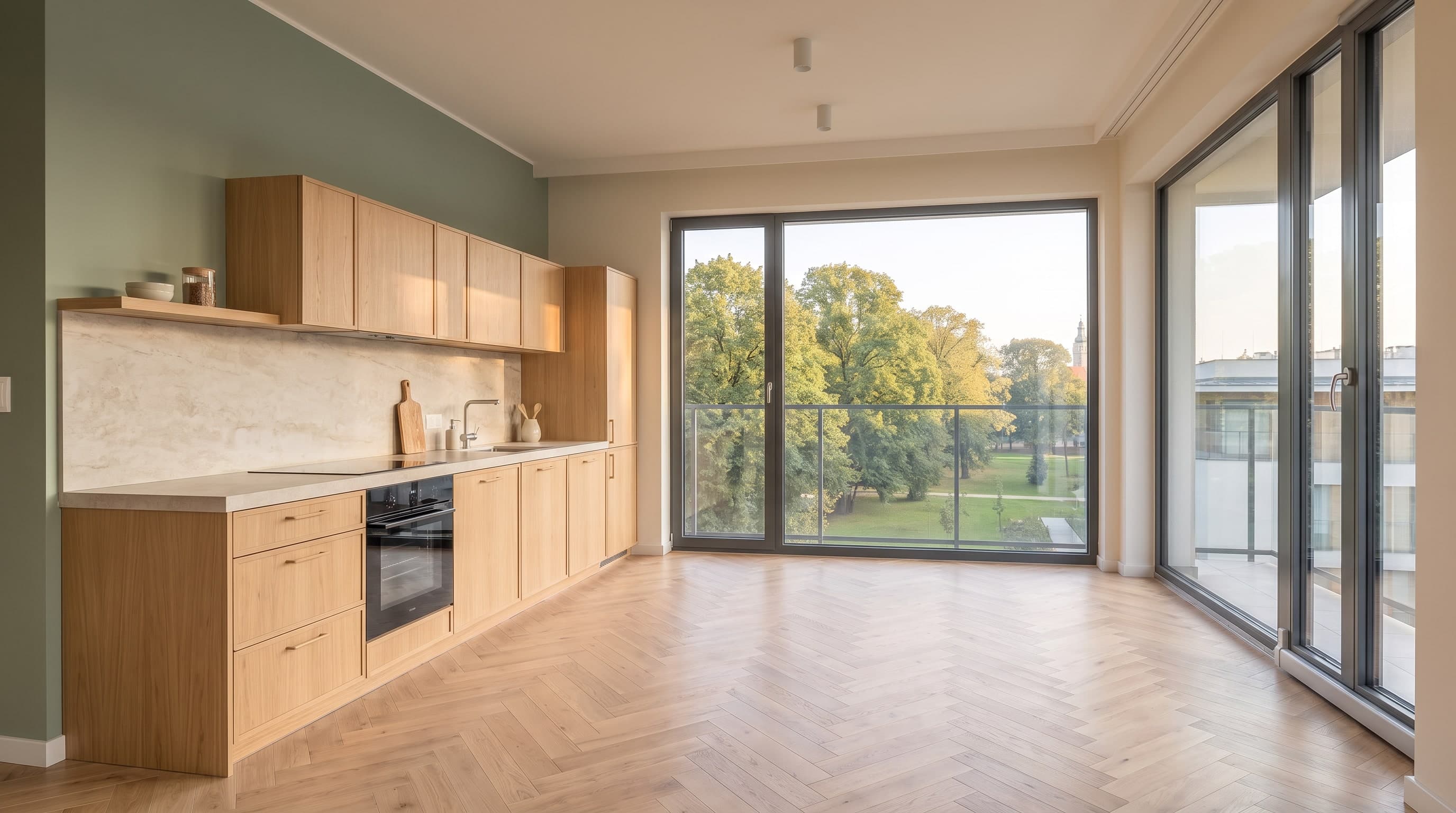 Kitchen of apartment A19 in Building 1