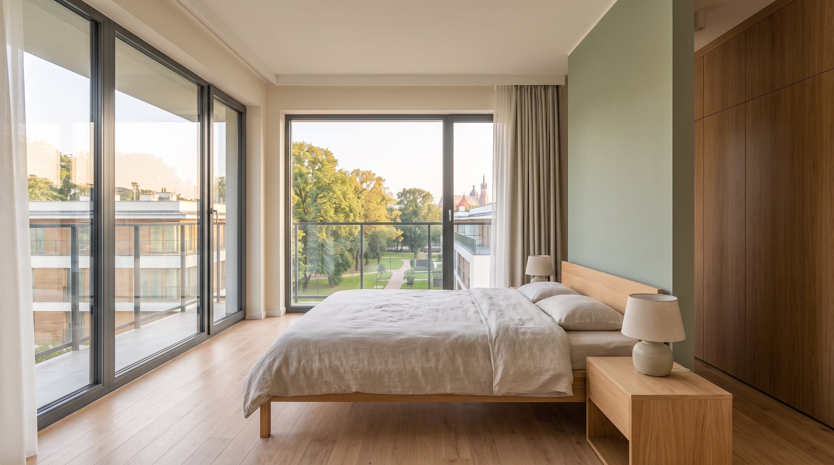 Master bedroom in a 3-room home of the same layout in Building 1