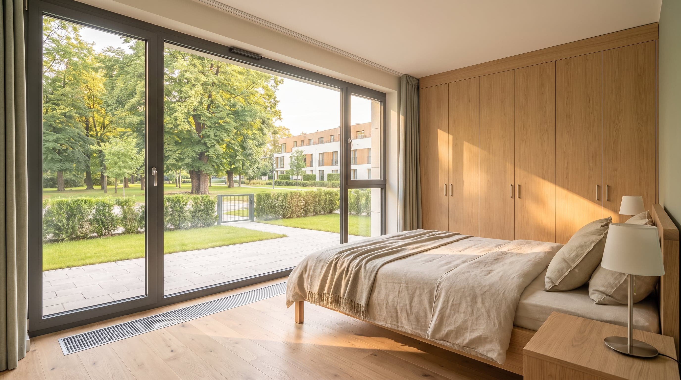 Master bedroom in a 1-room home of the same layout in Building 1