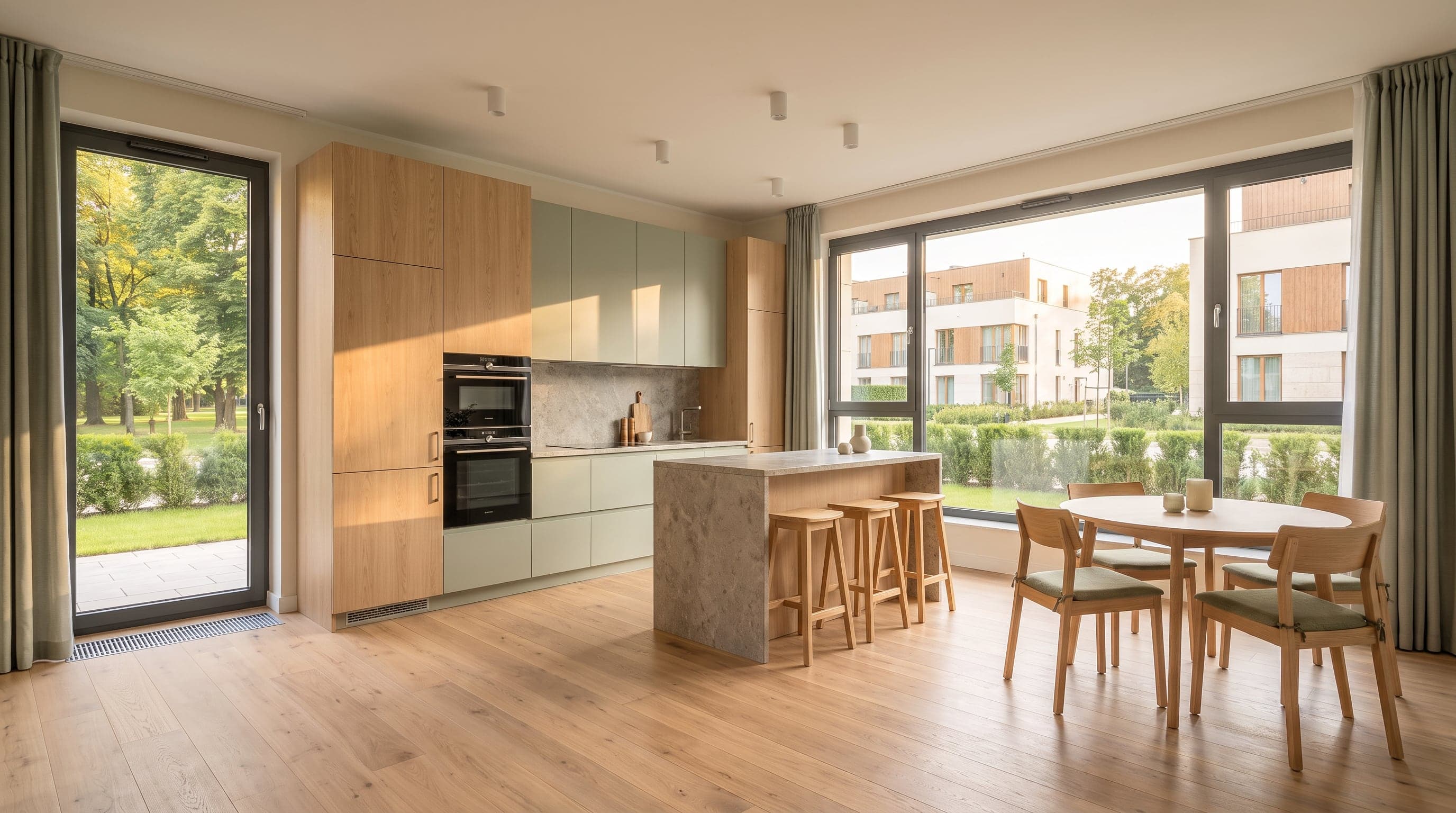 Kitchen in a 1-room home of the same layout in Building 1