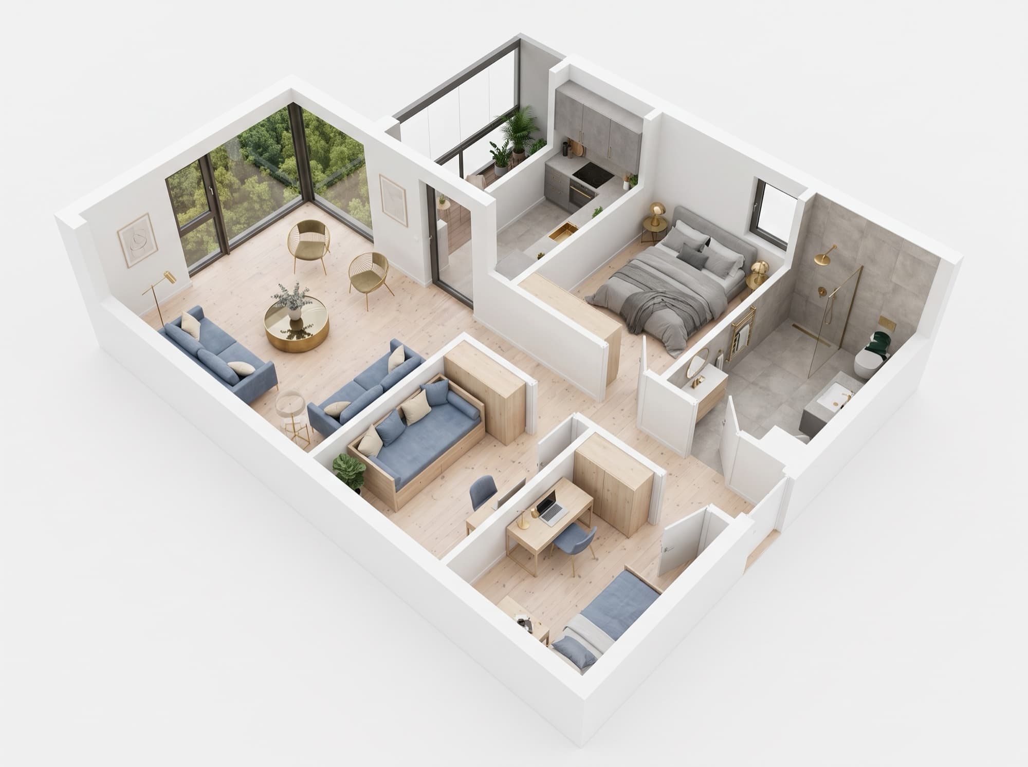 Interactive 3D floor plan of apartment A40