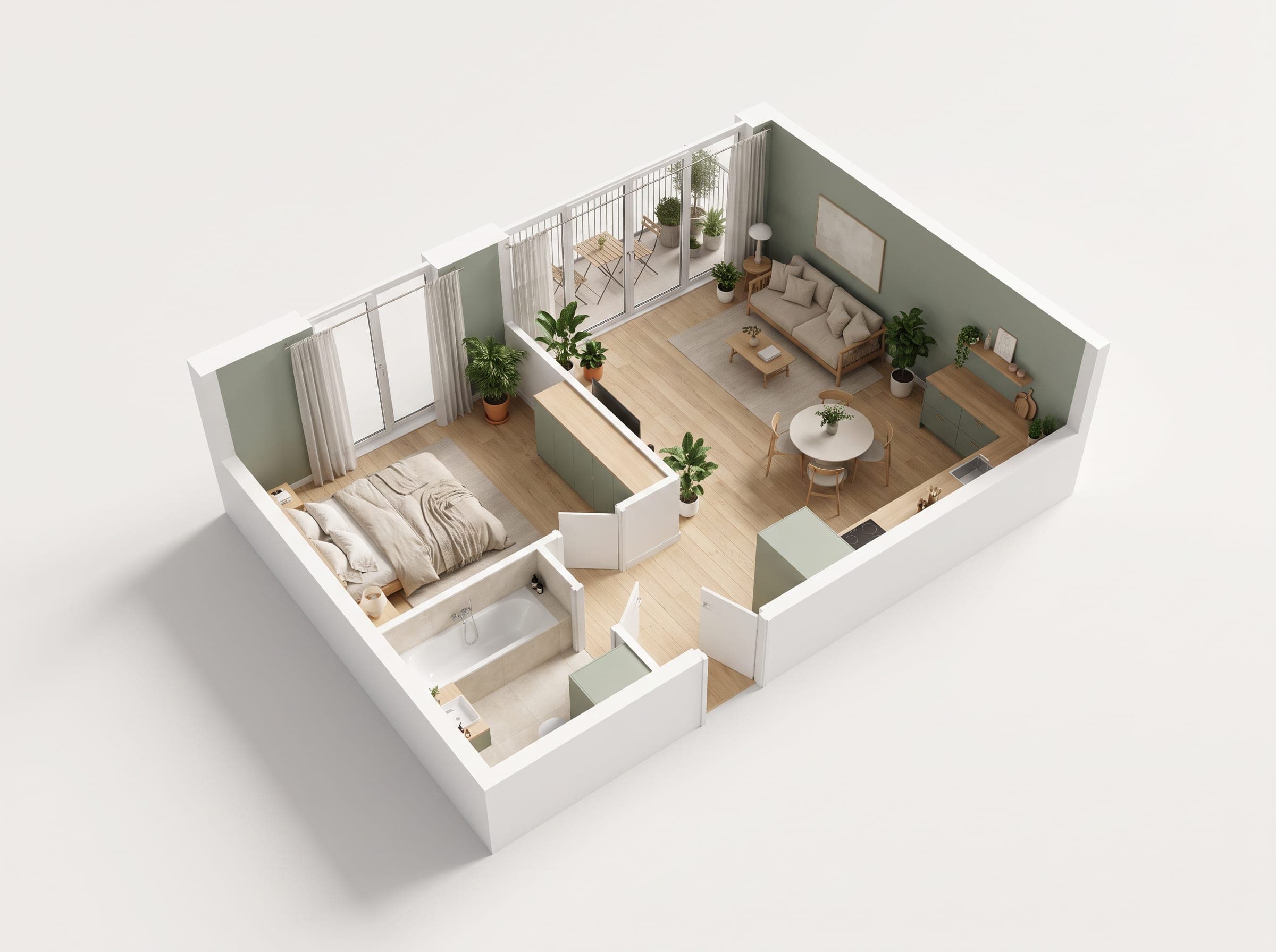 Interactive 3D floor plan of apartment A2