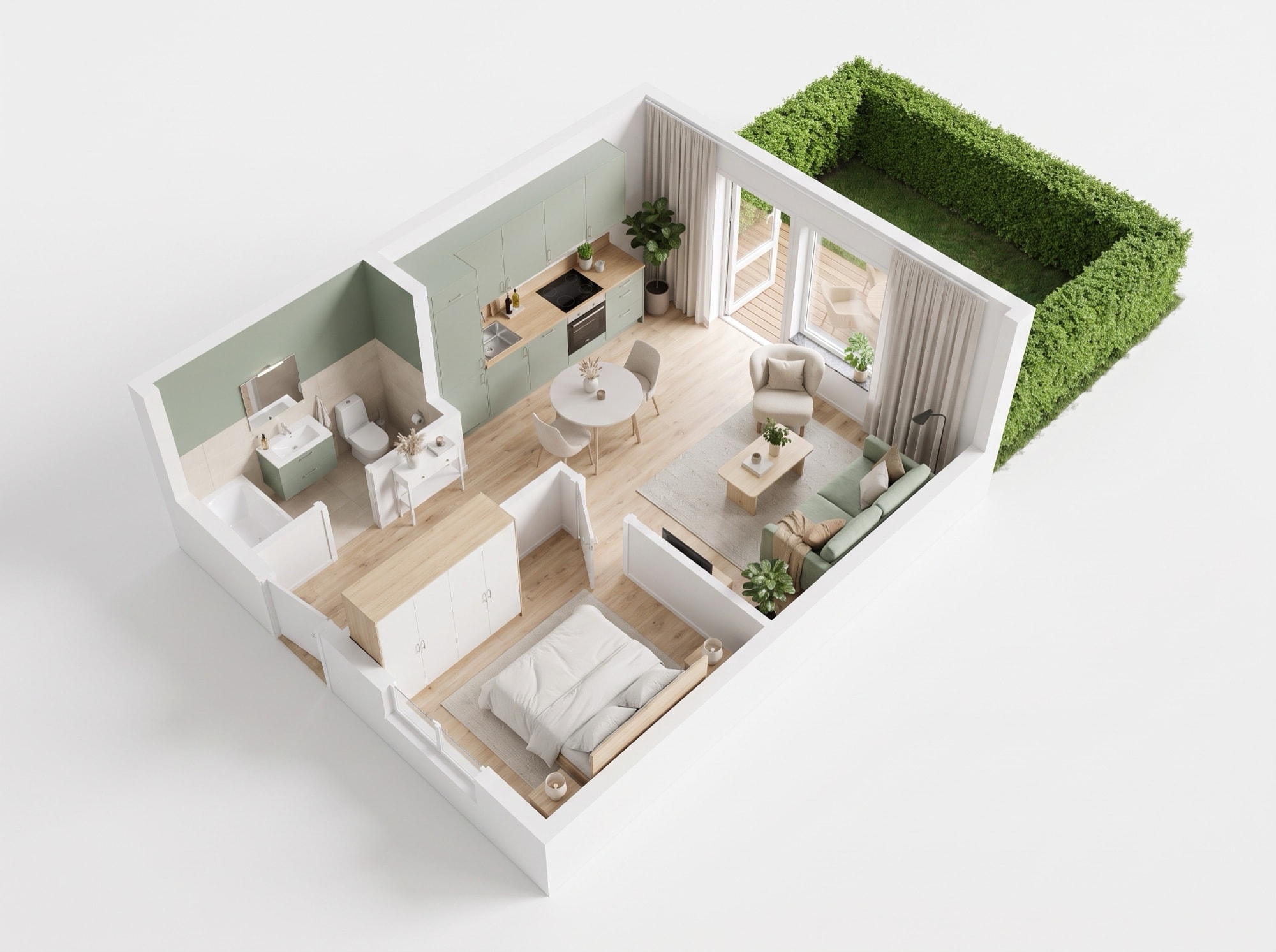 Interactive 3D floor plan of apartment A1